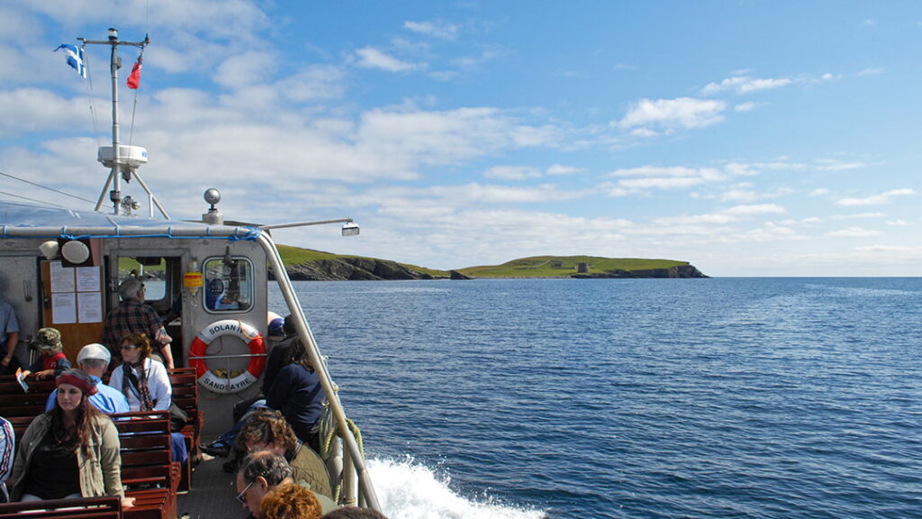 Approaching the isle of Mousa on the ferry