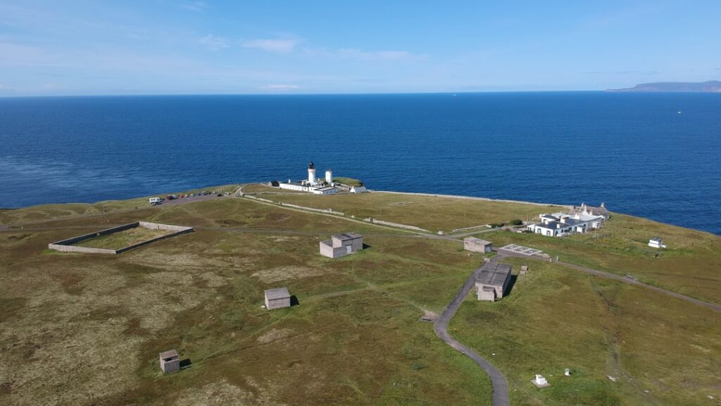 Birds eye view of Dunnet Head and Lighthouse