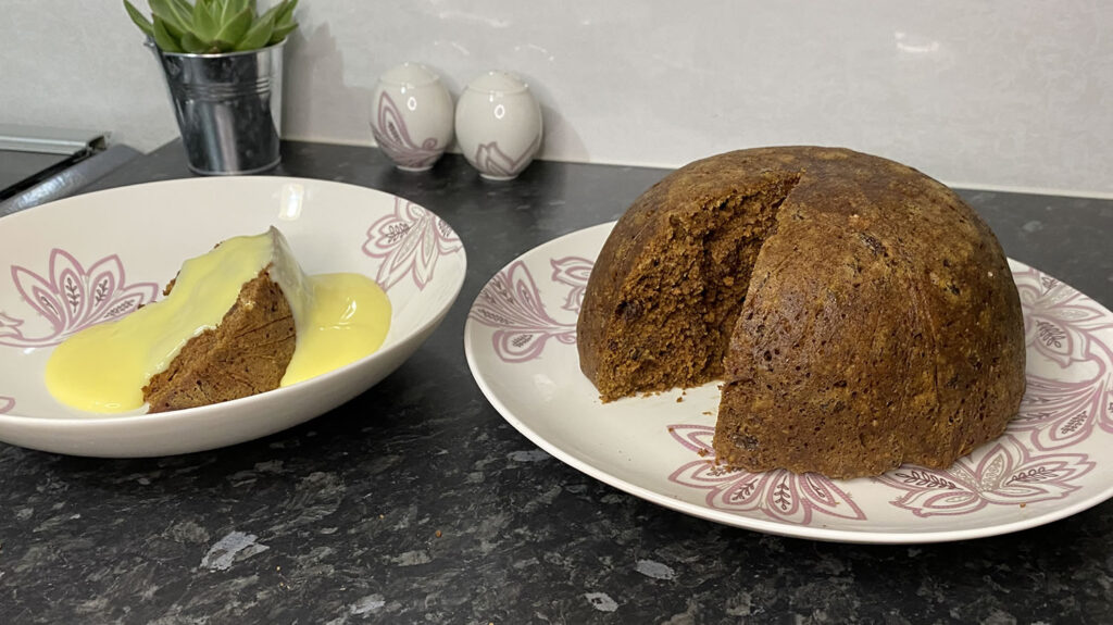 Clootie Dumpling with custard