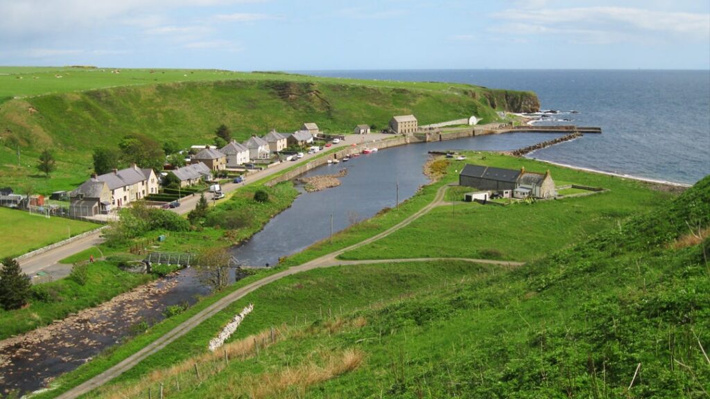 Dunbeath harbour and village
