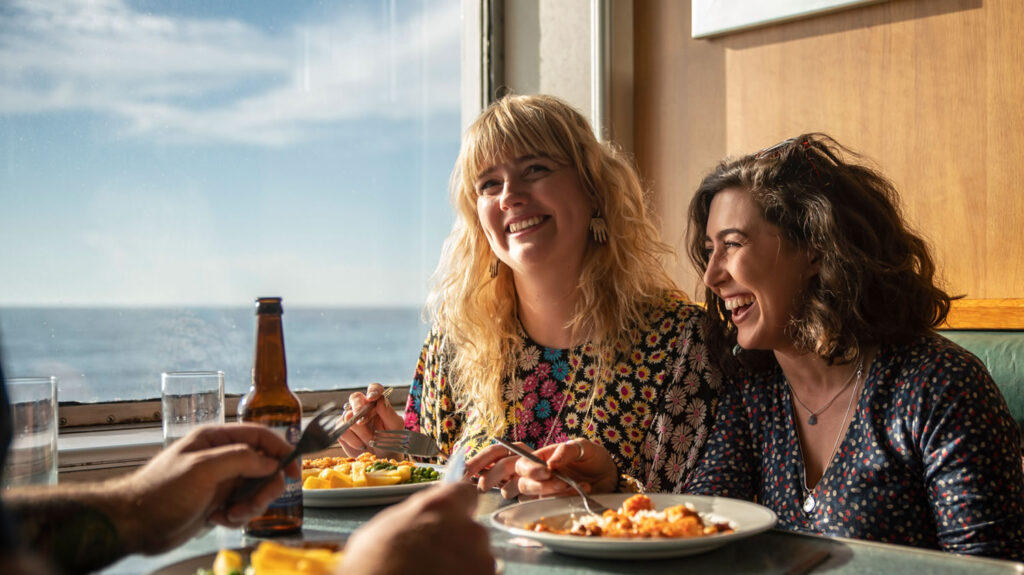 Eating on board the ferry to Shetland and Orkney
