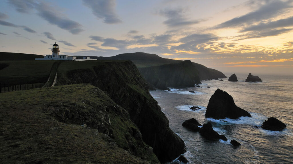 Fair Isle North Light at sunset