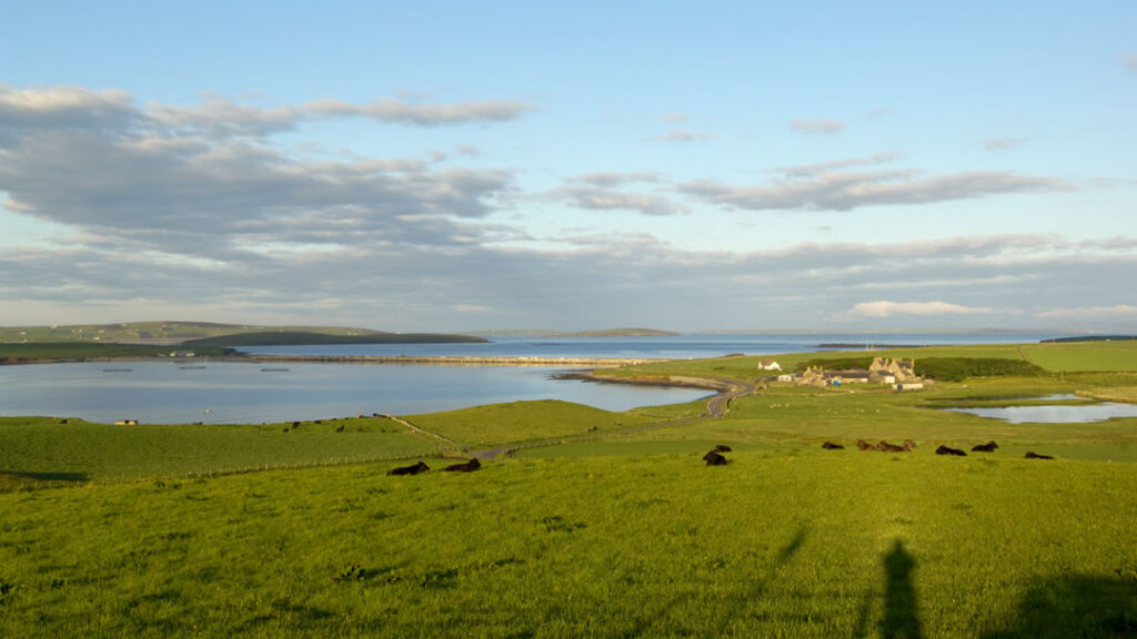 Holm in Orkney – view across to St Mary’s and the Churchill Barriers