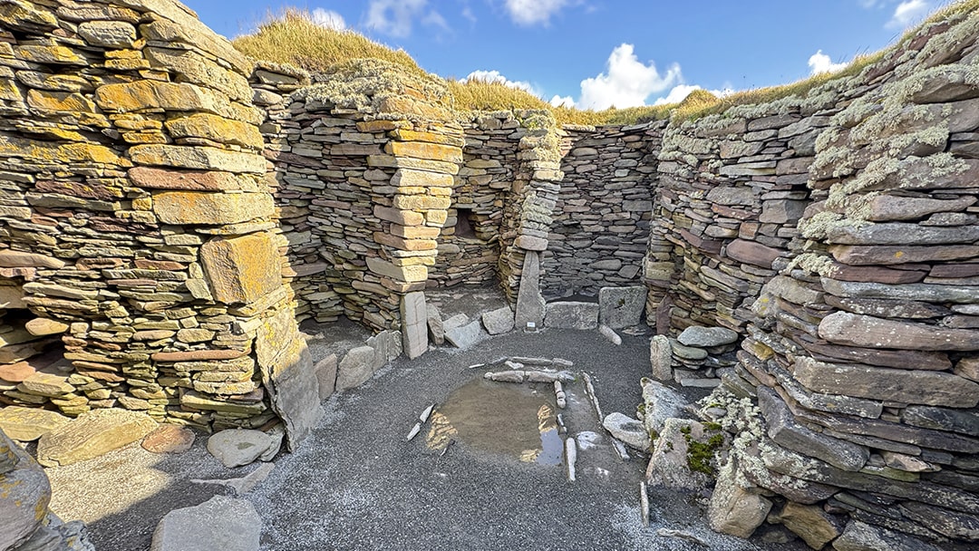 The interior of a Wheelhouse at Jarlshof, Shetland