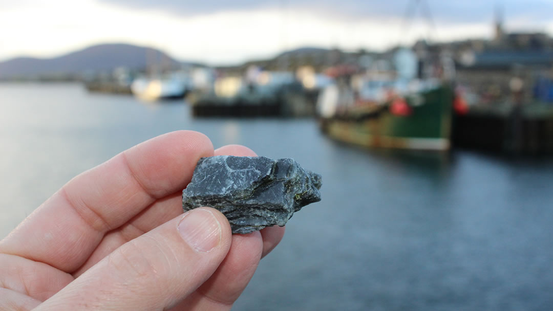 Labradorite, ballast from ships returning from Canada, found in Stromness, Orkney