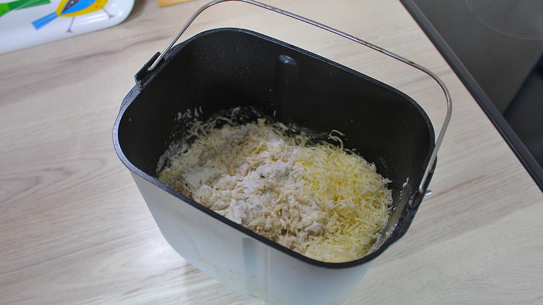 Loaf ingredients in the bread machine pan