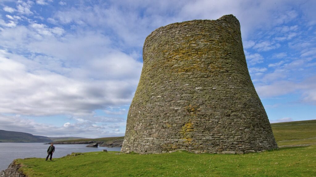 Mousa Broch in Shetland stands at over 40-feet tall
