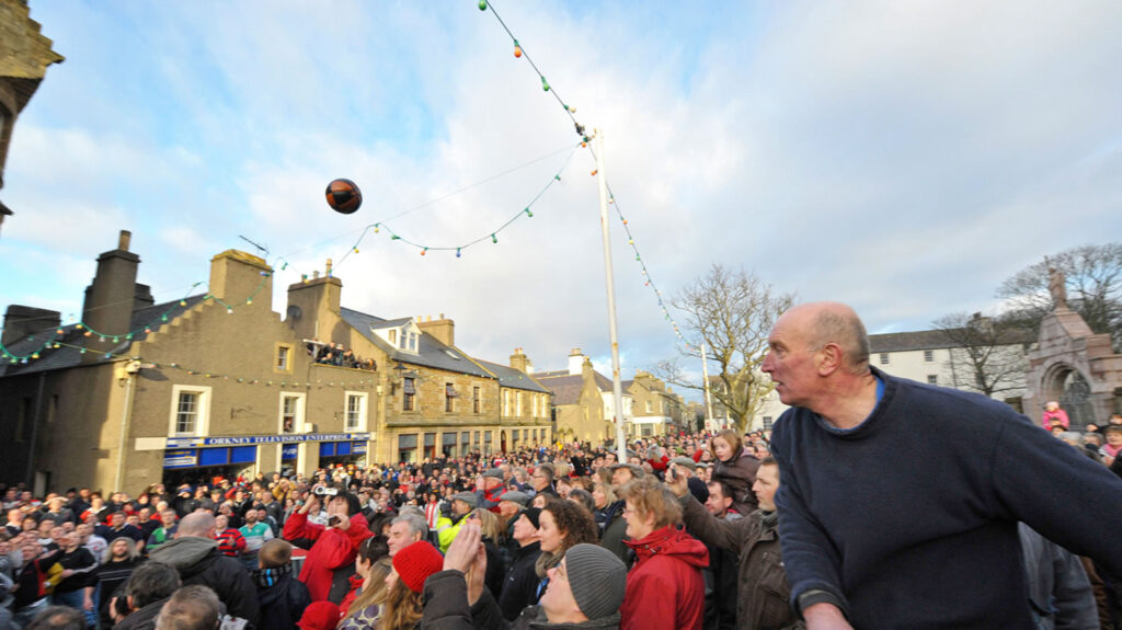 Throwing the New Year Ba' in Kirkwall, Orkney