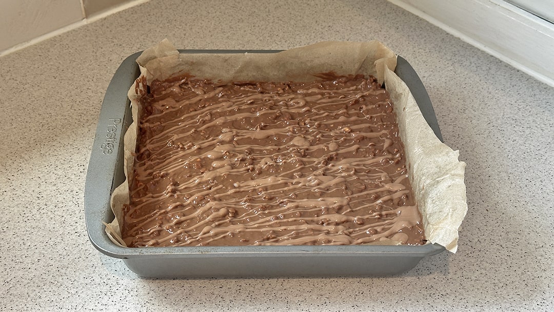 Once chilled, cover in melted chocolate