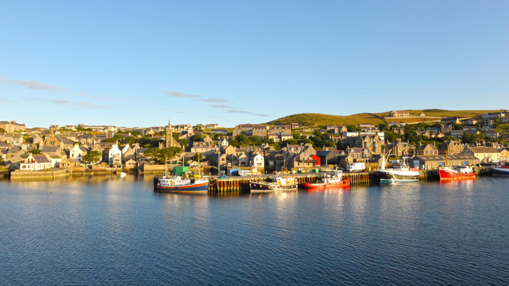 Stromness the harbour in Orkney where MV Hamnavoe docks