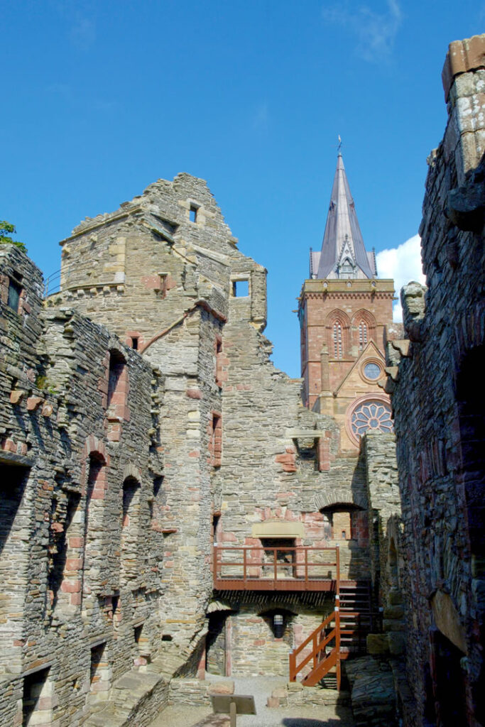 The Bishops Palace and St Magnus Cathedral in Kirkwall, Orkney