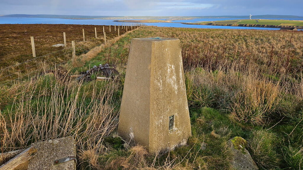 The Burray trig point in Orkney