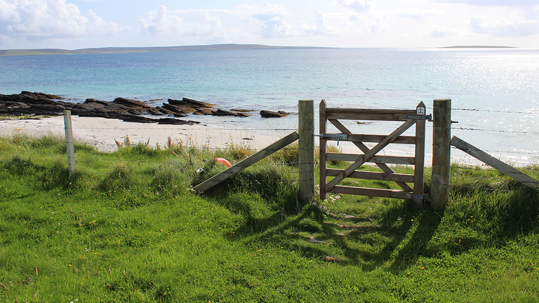 The gate to the beach in Egilsay in Orkney