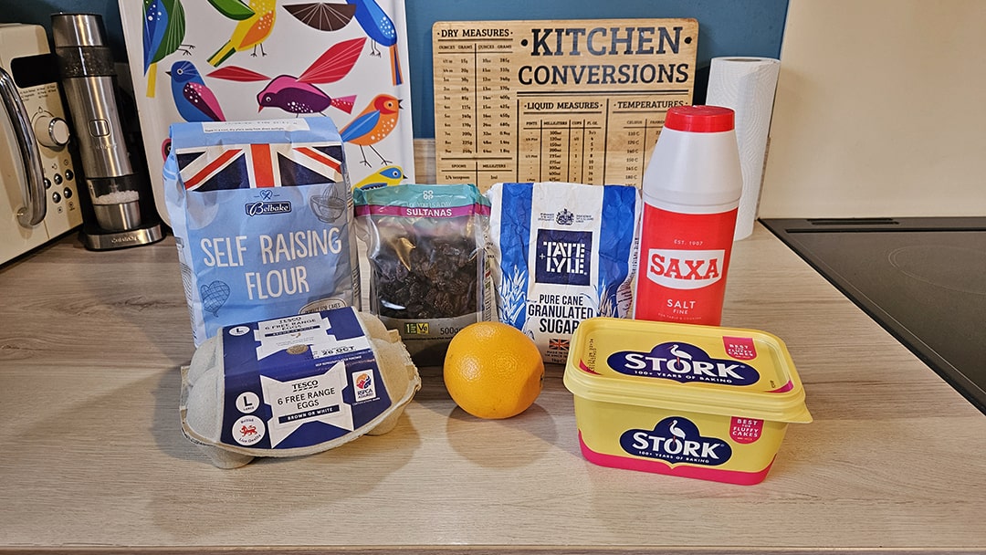 The ingredients to make the Rock Buns