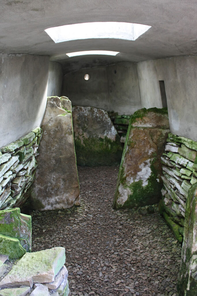 The interior of Blackhammer Tomb in Rousay