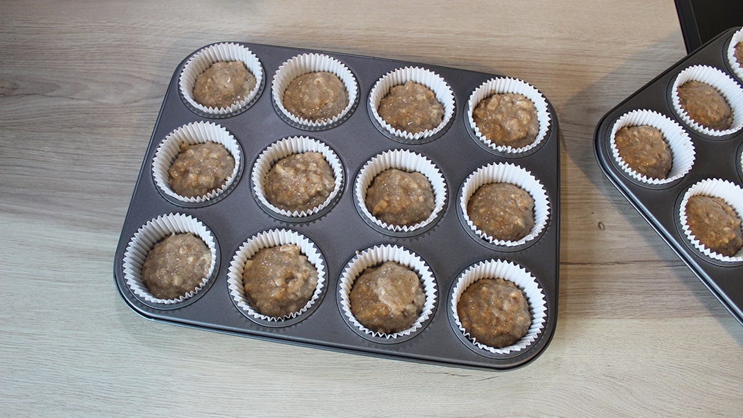 The muffins ready to go in the oven
