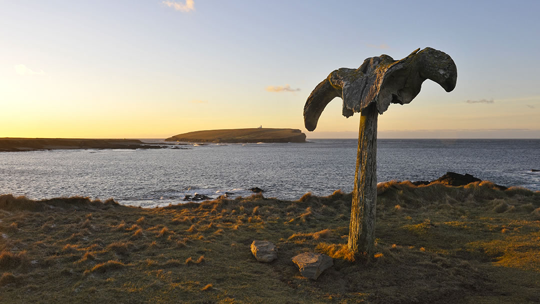The whalebone at Skipi Geo and the Brough of Birsay, Orkney
