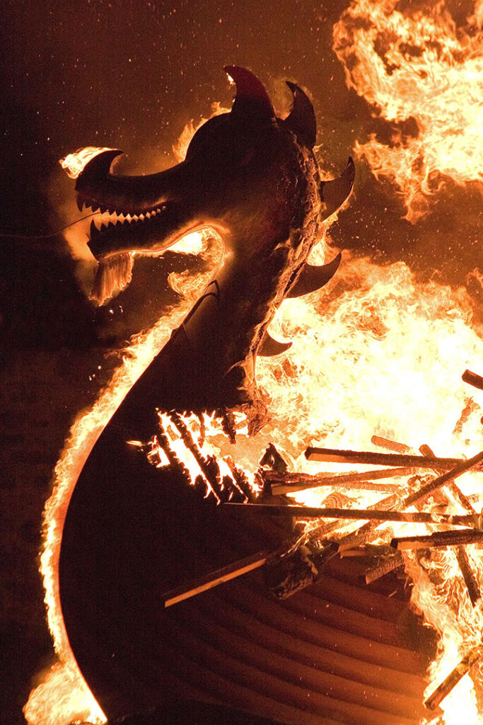 The galley burning during Up Helly Aa