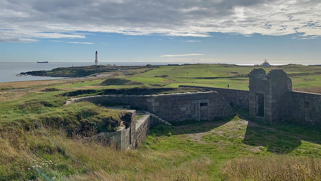 View of Balnagask Golf Course and Girdle Ness Lighthouse from Torry Battery