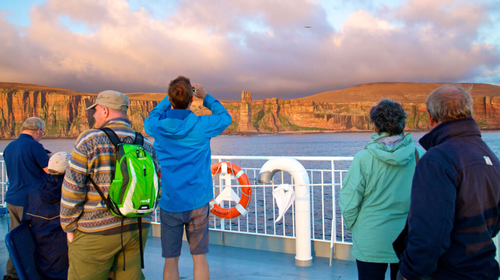 Viewing the Old Man of Hoy from the deck of MV Hamnavoe