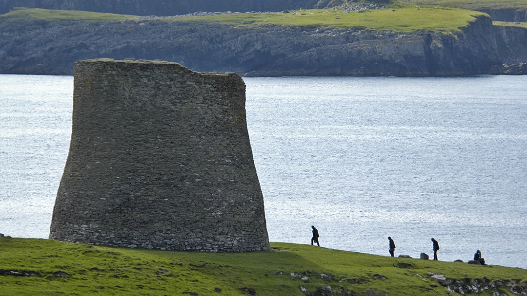 Walking to Mousa Broch in Shetland