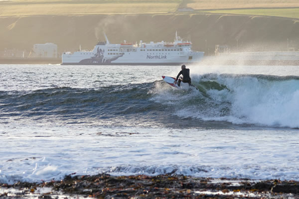 Steve Oldman in Scrabster Harbour. Photo by Dunk McLachlan